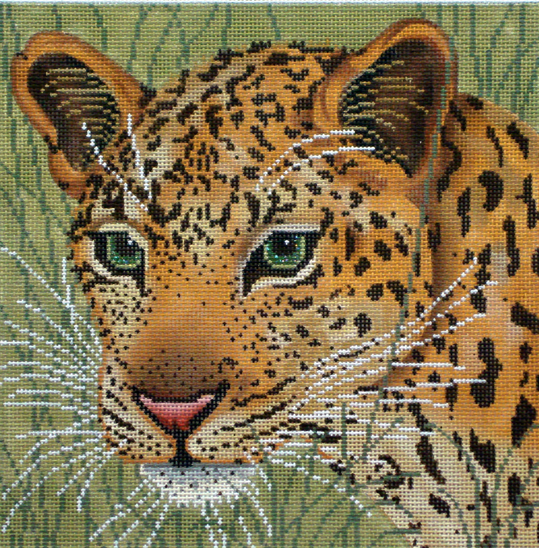 Leopard in Grasses (Handpainted by JP Needlepoint) 18*A106