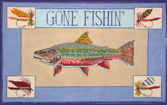 Gone Fishin, Trout (Handpainted canvas by Danji) 18*ERb-09