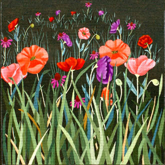 Red Poppy Meadow on Green (Dede) *ED-1379