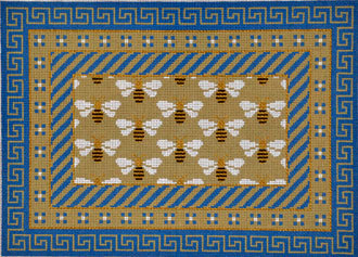 Blue/Beige Greek Key & Bees A71-0241