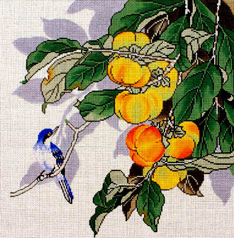 Bluebird & Peaches (Handpainted by Lee Needlearts) 18*WH1306