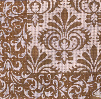 Brown Damask Patch 1 (Handpainted by JP Needlepoint) 18*L-089