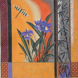 Orchid & Dragonfly (Handpainted by JP Needlepoint) 18*O-072