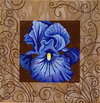 Blue Iris and Swirls (handpainted by JP Designs) 18*V-036