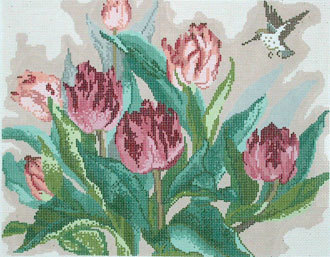 Tulips and Hummingbird (handpainted by Treglown Designs) 18*WL-1009