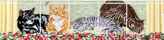 Kittens in Window (Handpainted by Needle Crossings) 18*611-18