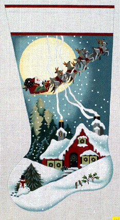 Red Cottage Stocking (Handpainted by Melissa Shirley) Red Cottage Stocking (Handpainted by Melissa Shirley)