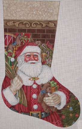 Santa Claus Stocking (handpainted by Liz-Goodrick-Dillon) 18*TTAXS-443