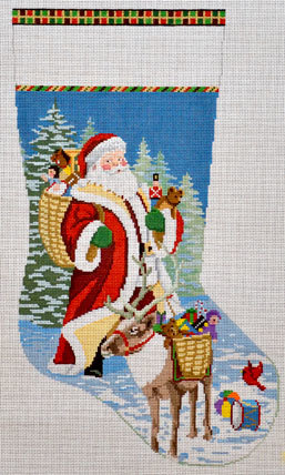Santa, Reindeer & Toy Basket Stocking B10-6510
