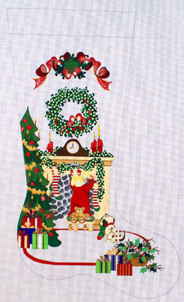Girl Hanging Stocking on Fireplace (Strictly Christmas) *SC230