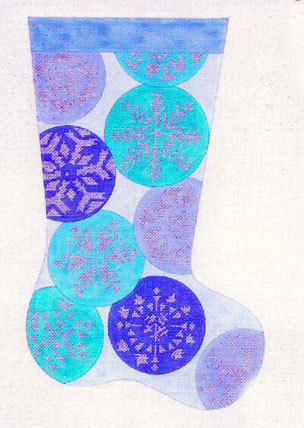 Large Blue Snow Flakes Stocking (Handpainted by All About Stitching) 18*XM801