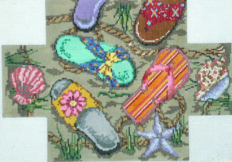 Sandals/Flip Flops, Brick Cover (handpainted by All About Stitching) 18*GE413