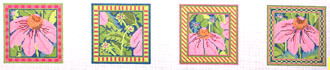 Coasters, Pink Echinacea (4) (Whimsy & Grace) WG12036