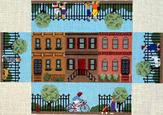 Brownstone Walk Brick Cover (Handpainted canvas by Susan Roberts) 18*0391
