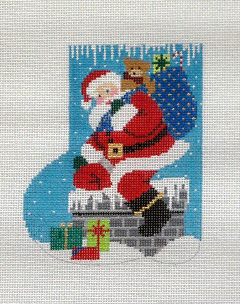 Down the Chimney Mini Sock (Hand Painted by Shelly Tribbey) 17*C732