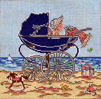 Baby Carriage/Girl (Handpainted by Cooper Oaks) 18**SWB1034