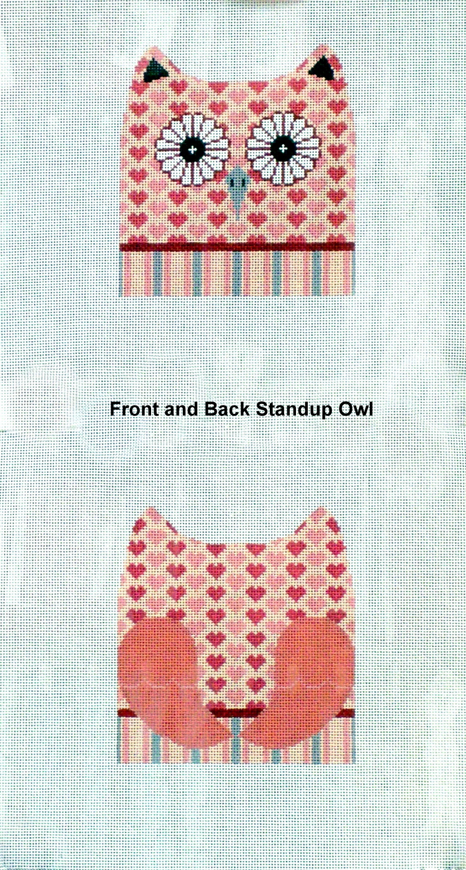 Hooter Hearts & Flowers (2 sided standup) (Handpainted by JP Needlepoint Desgins ) *B-408A & 408B