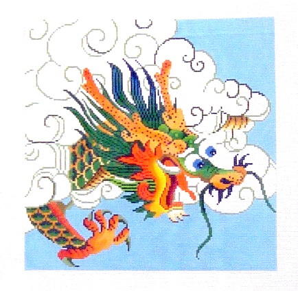 Green Dragon on Light Blue (Handpainted from Lee's Needle Arts) Green Dragon on Light Blue (Handpainted from Lee's Needle Arts)