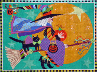 Midnight Ride, includes stitch guide (Handpainted by Shelly Tribbey Designs) 18*2H26SG