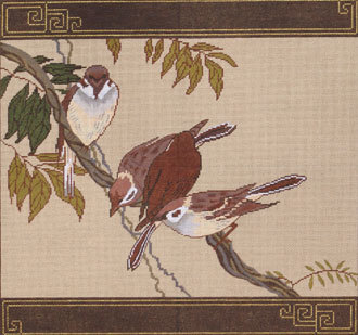Sparrow Pillow (Handpainted by Red Thread Designs) 18*108A