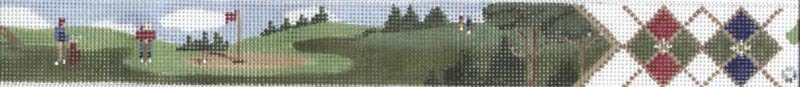 Men on Green Belt (Handpainted by Susan Roberts, a Tapestry Tent Design) 18*TTB-152