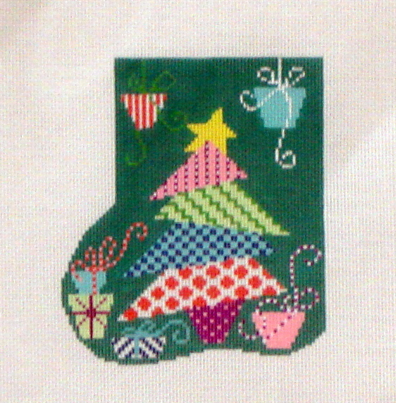 Topsy Turvy Tree Mini Sock (Haqndpainted by Shelly Tribbey Designs) 18*C894