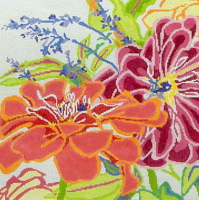 Zinnia Dazzle #1 (handpainted by Jean Smith) 18*190-A