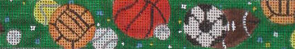 Game Balls Collage on Green Belt (Handpainted by The Meridith Collection) Game Balls Collage on Green Belt (Handpainted by The Meridith Collection)