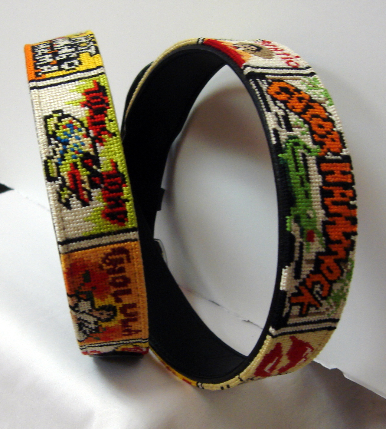 finished belt: black leather, silver buckle