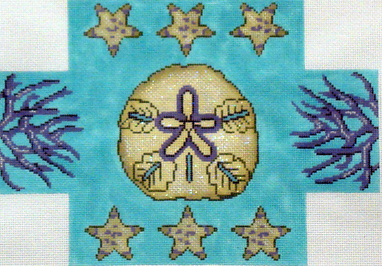 Tan Sand Dollar Brick Cover (handpainted by All About Stitching) 18*GE437
