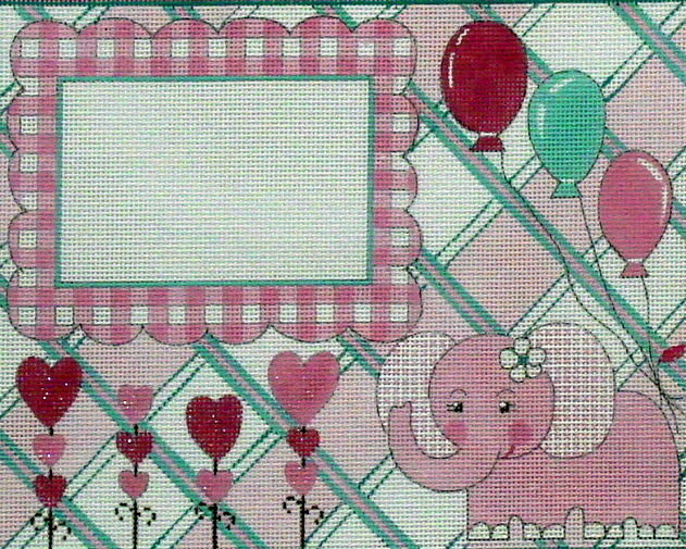 Pink Elephant Birth Announcement (Handpainted by Alice Peterson & Company) 18*3588