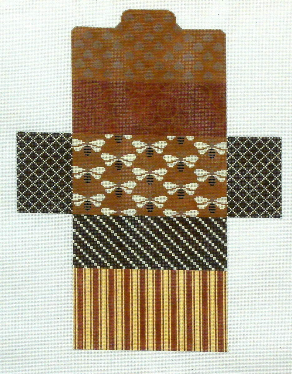 Bees & Hearts in Browns, Brick Bag (Handpainted by JP Needlepoint) 18*BB-011
