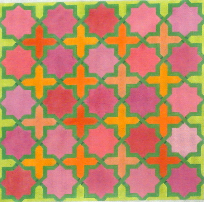 Moroccan Tiles (Crosses & stars in pinks, oranges w/ greens) Kate Dickerson 140PL