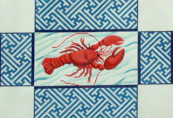 Lobster with Chinoiserie Brick Cover (Handpainted by Kate Dickerson Needlepoint Collection) 18*BR70