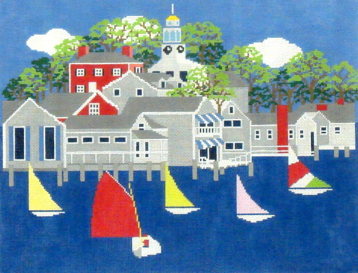 Nantucket Harbour (handpainted from Wellesley Needlepoint Collection) 18*NL-48