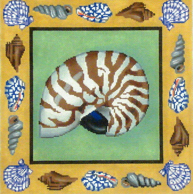 Nautilus Pillow (handpainted by All About Stitching) 18*P134