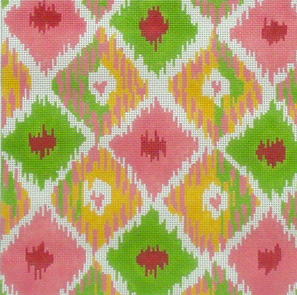Ikat Square w/ 4 Hearts (Handpainted by Kate Dickerson Needlepoint Collection) 18*PL-134