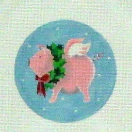 Flying Pig with Wreath (Handpainted by Pepperberry Designs) 18*FP03