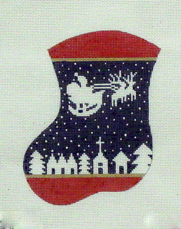 Santa & Reindeer on Navy (Meredith Collection) *MX54