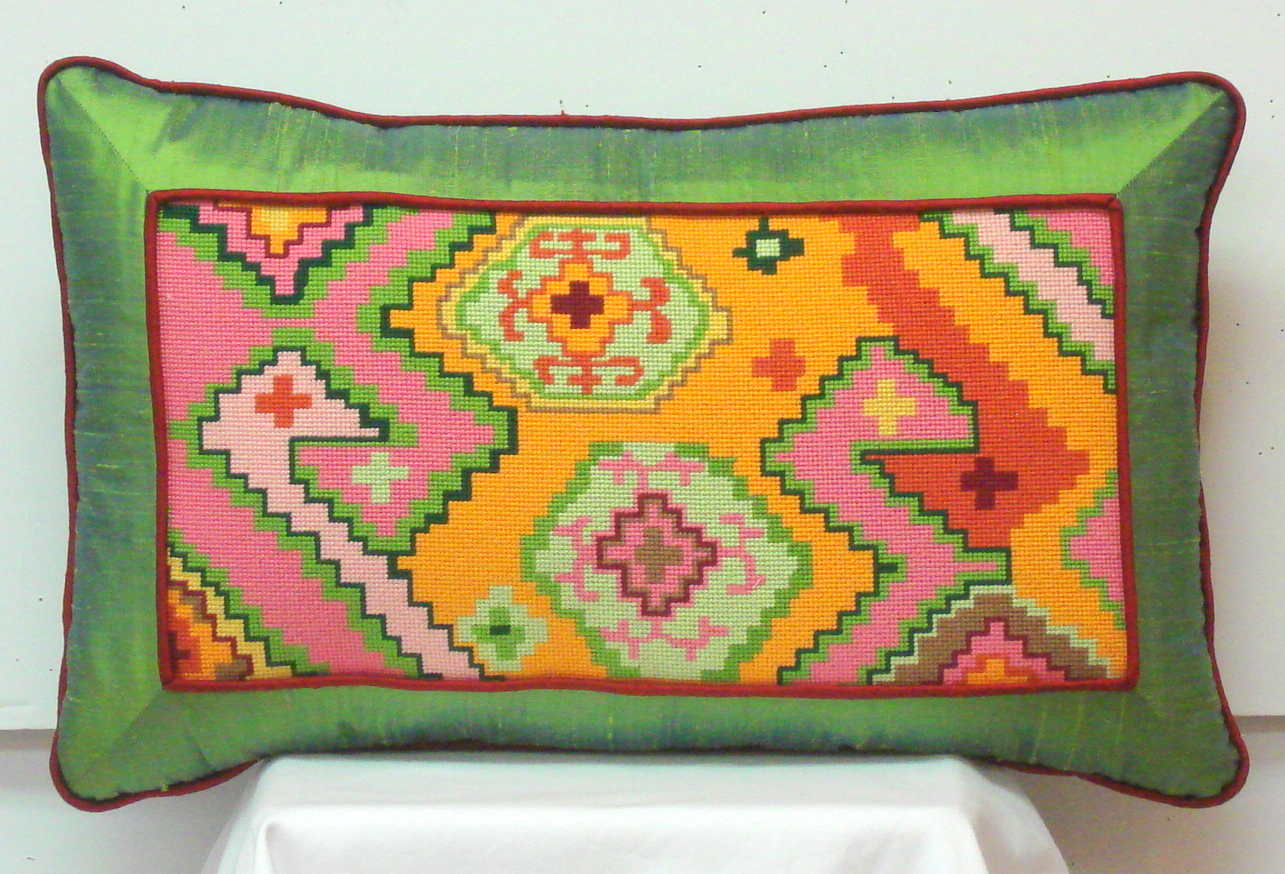 Kilim Rectangle Rectangle w/ Duck Head Motif (Handpainted by Kate Dickerson)