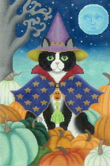 Black Hat with Heirloom Pumpkins (Handpainted by Brenda Stofft Designs) 18*B-304