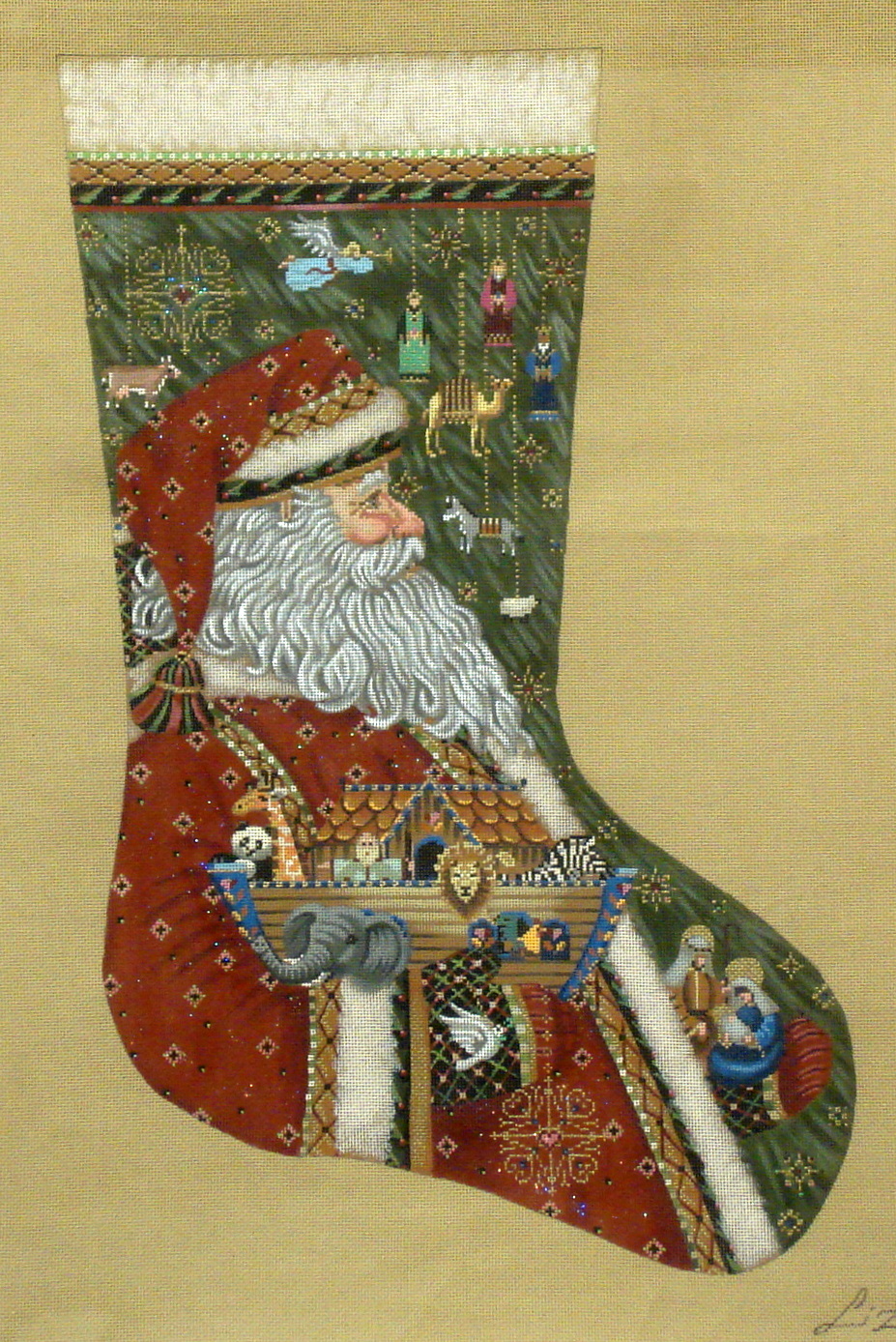 Santa's Ark & Nativity, Stocking (handpainted from Tapestry Tent) 18*TTAXS-380
