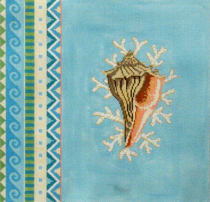 Geo Pattern Tulip Shell (handpainted by Susan Roberts) 18*1048