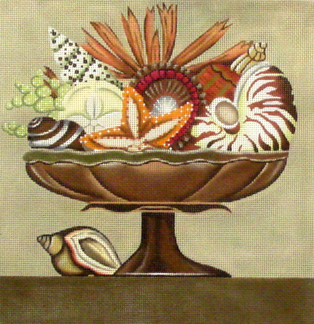 Brown Shell Compote (handpainted by Melissa Shirley Designs) Brown Shell Compote (handpainted by Melissa Shirley Designs)