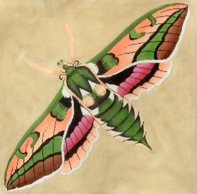 Moth: Green, Pink, Peach (Handpainted by the Meridith Collection) 18*C-511D