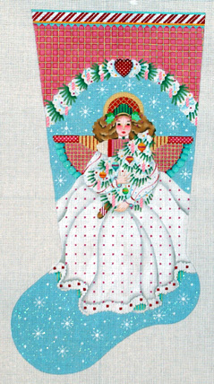 Peppermint Stick Angel Stocking A71-248