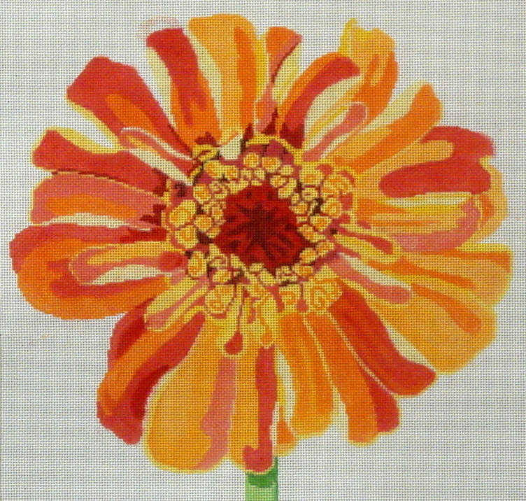 Regal Orange Zinnia (handpainted by Jean Smith) 18*15LL