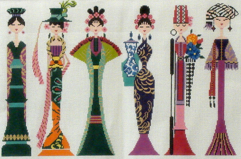 Row of Ladies (Handpainted by Colonial Needle) 18*WH-1343