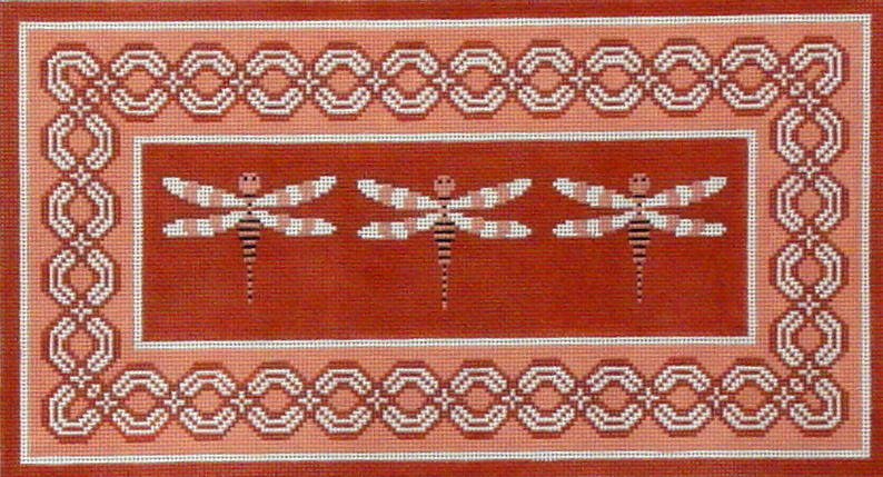 Persimmon Dragonflies (Handpainted by JP Needlepoint) 18*B-089