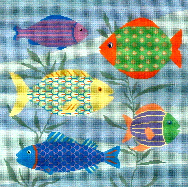 Colorful Fish (Handpainted Needlepoint Design by Susan Roberts) *1052-179